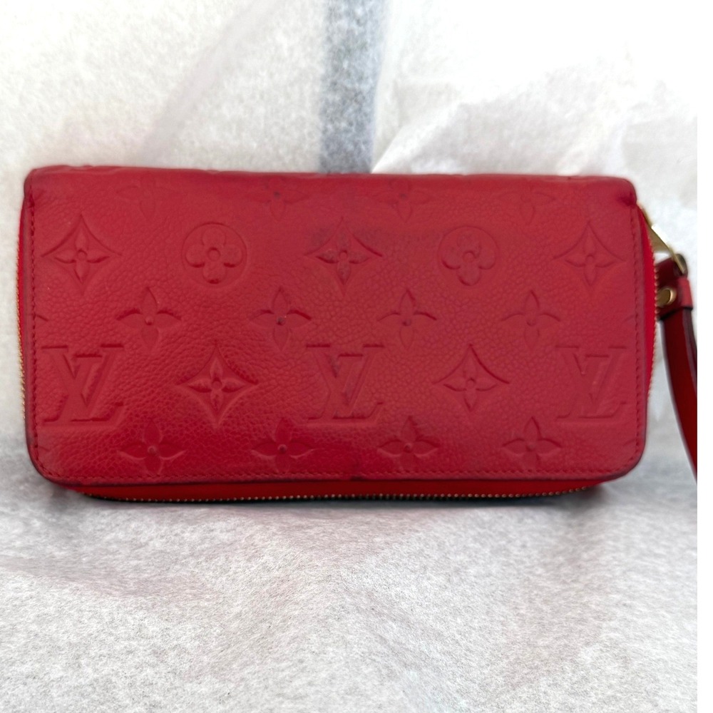 Louis Vuitton Zippy Wallet Empreinte Scarlet Red Leather w/ Box & Dust Bag